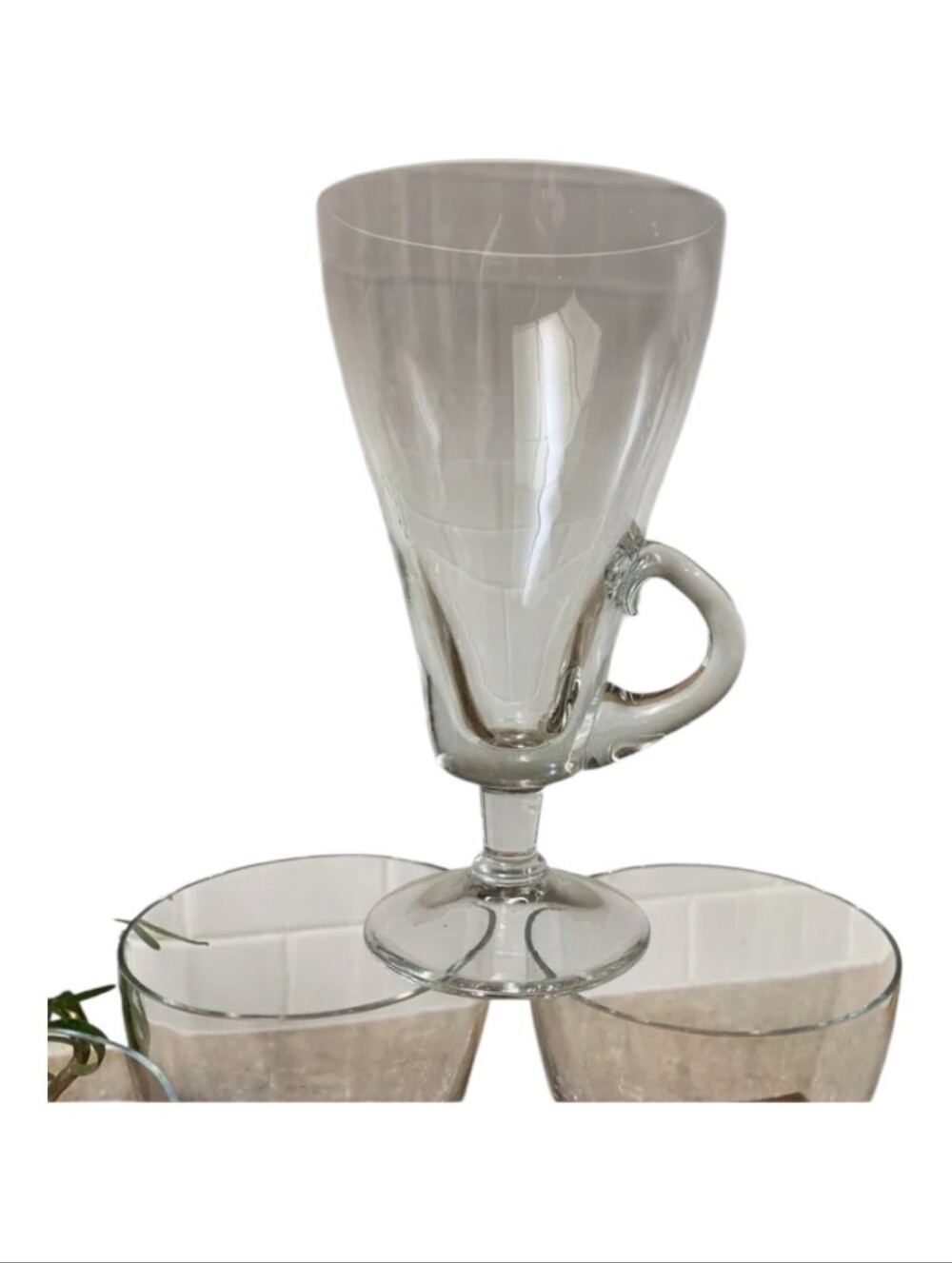 Set of 6 Vintage Crystal Irish Coffee Footed Cups